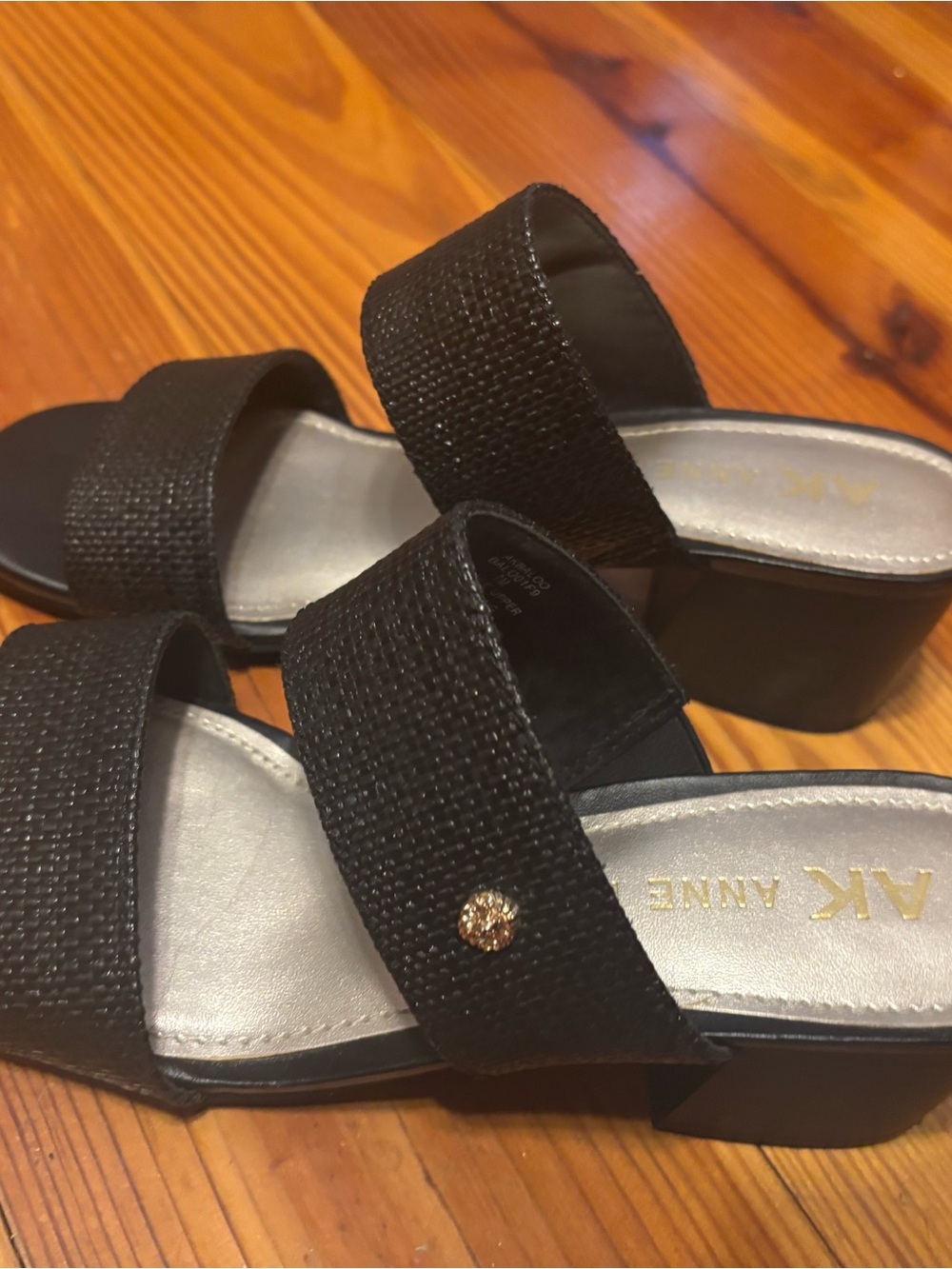 Anne Klein Black Double-Strap Slide Sandals - Picture 7 of 7